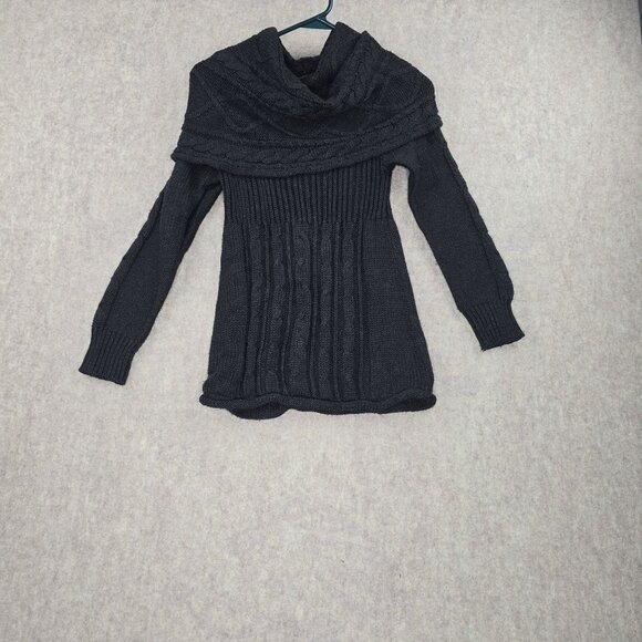 Heart N Crush Womens Black Cable Knit Tunic Sweater Size Small 100% Acrylic - Picture 1 of 6